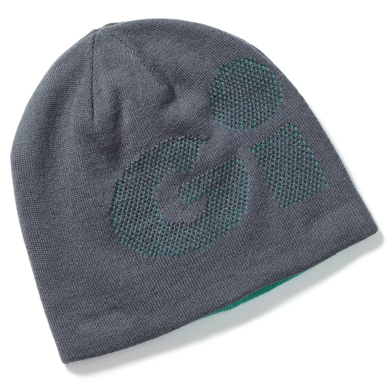 Gill Reversible Knit Beanie in Grey Turquoise